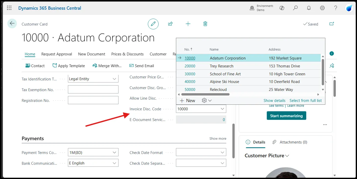 Invoice Discount Code for Sales Invoice Discounts
