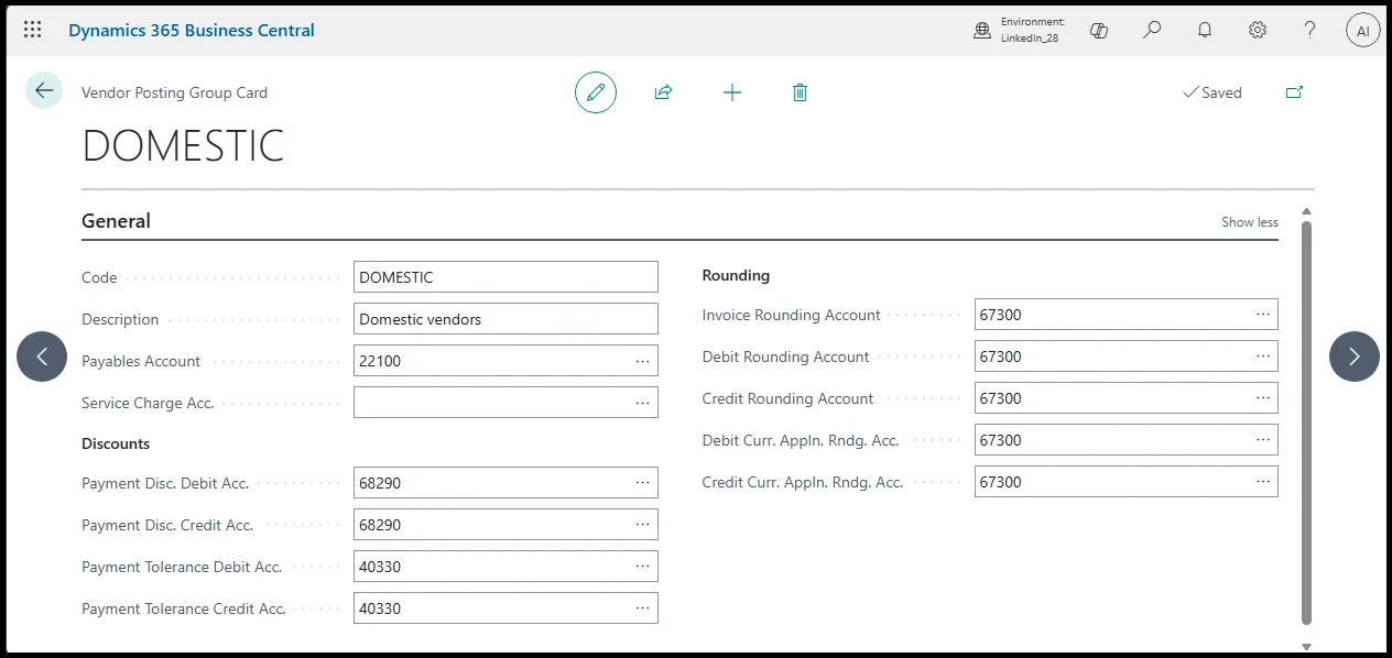 Vendor Posting Group