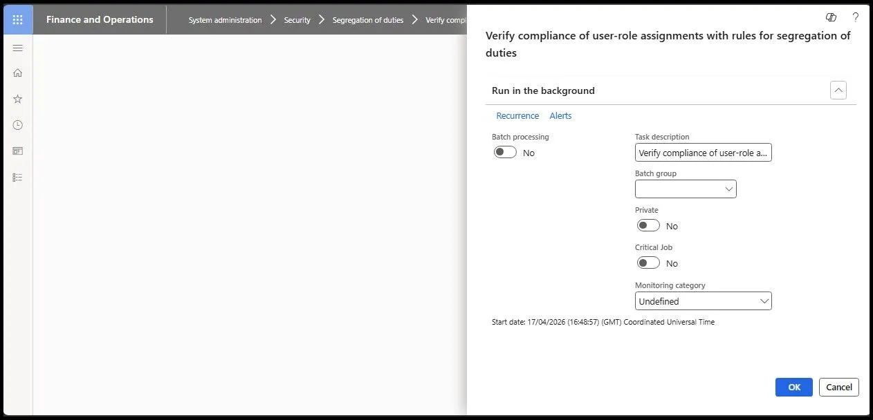 Verify SoD Compliance job in F&amp;O