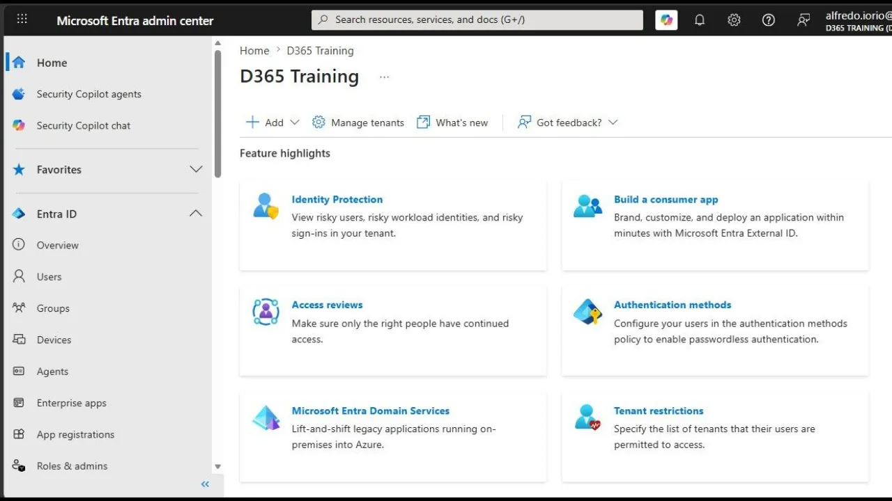 Microsoft Entra portal of D365 Training