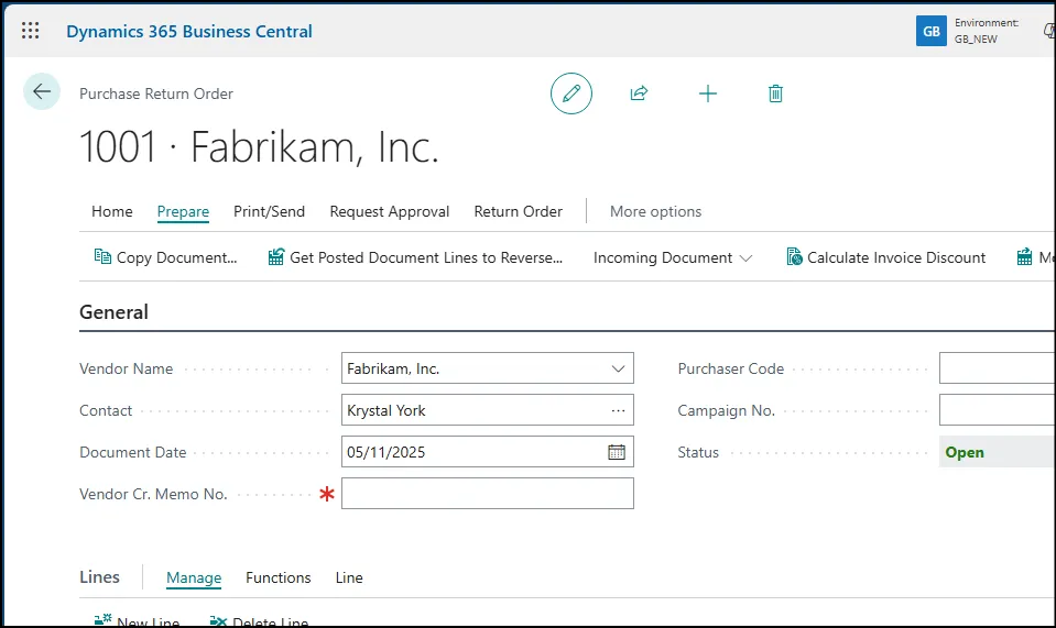 Purchase Return Order