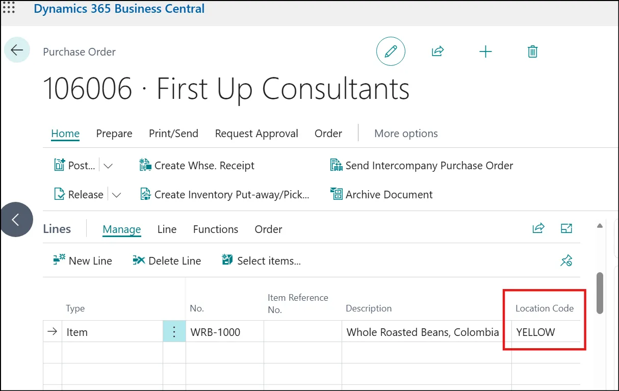 purchase order page