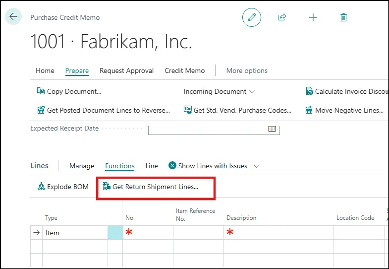 Get Return Shipment Lines