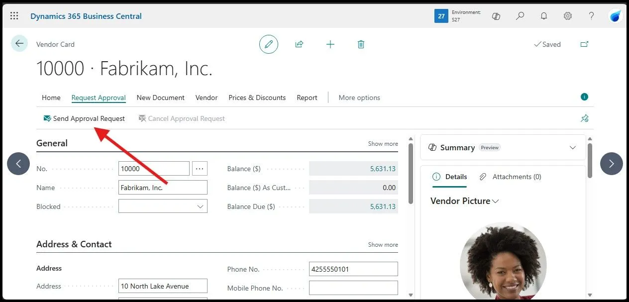 Vendor approval request