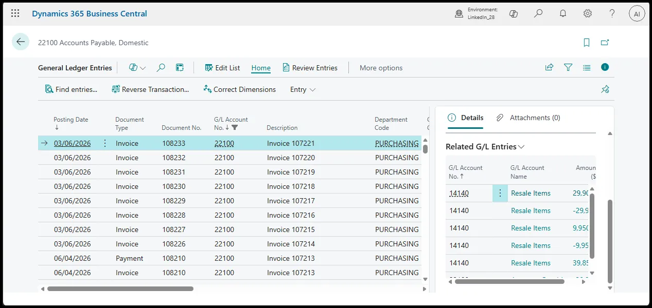 General Ledger Entries