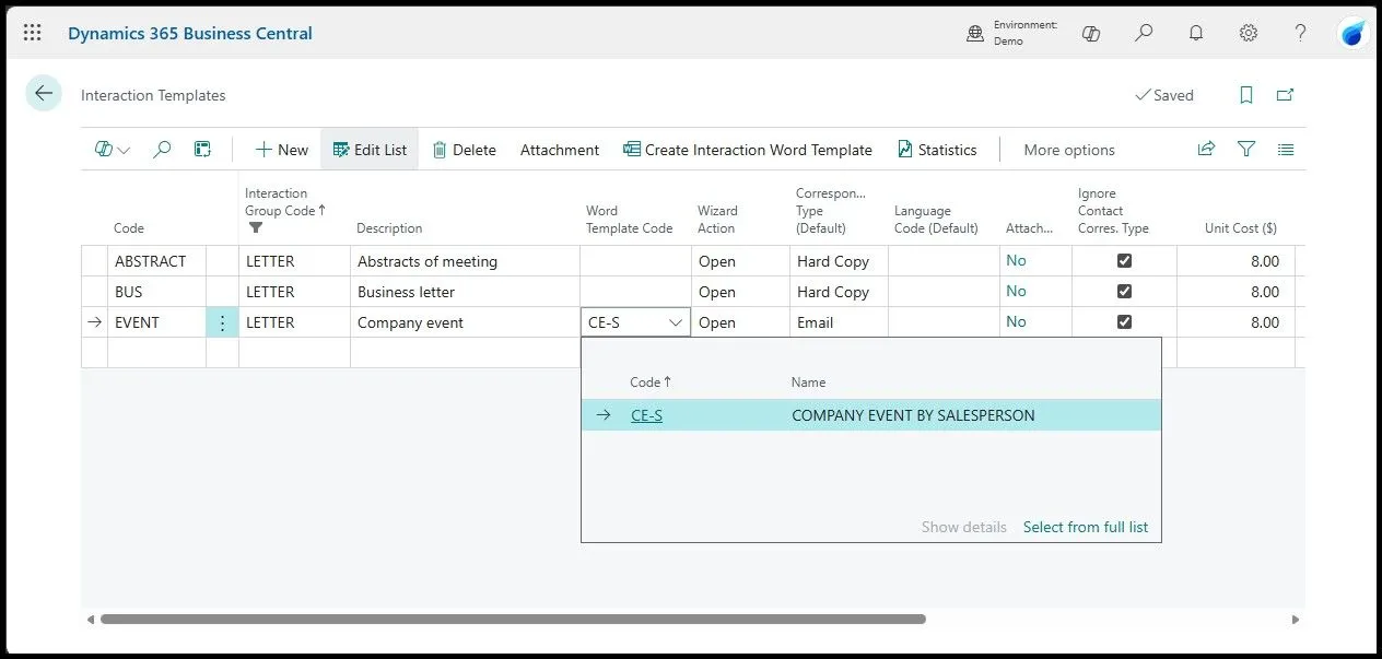 Interaction templates