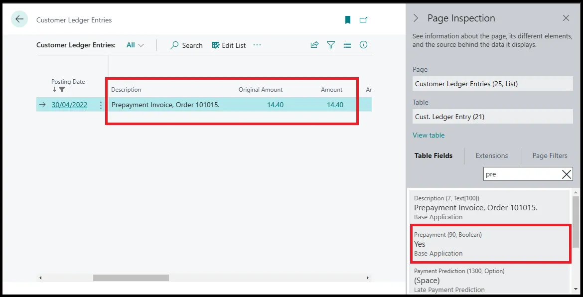 Customer Ledger Entry