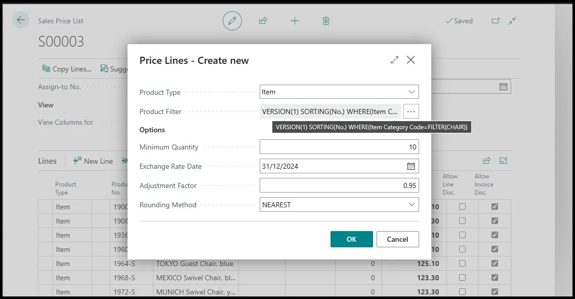 Sales Price List Suggest Lines