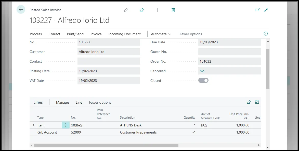 Posted Sales Invoice