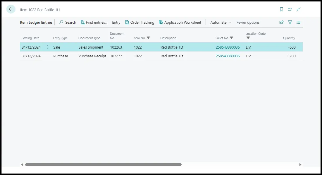 Item Ledger Entries