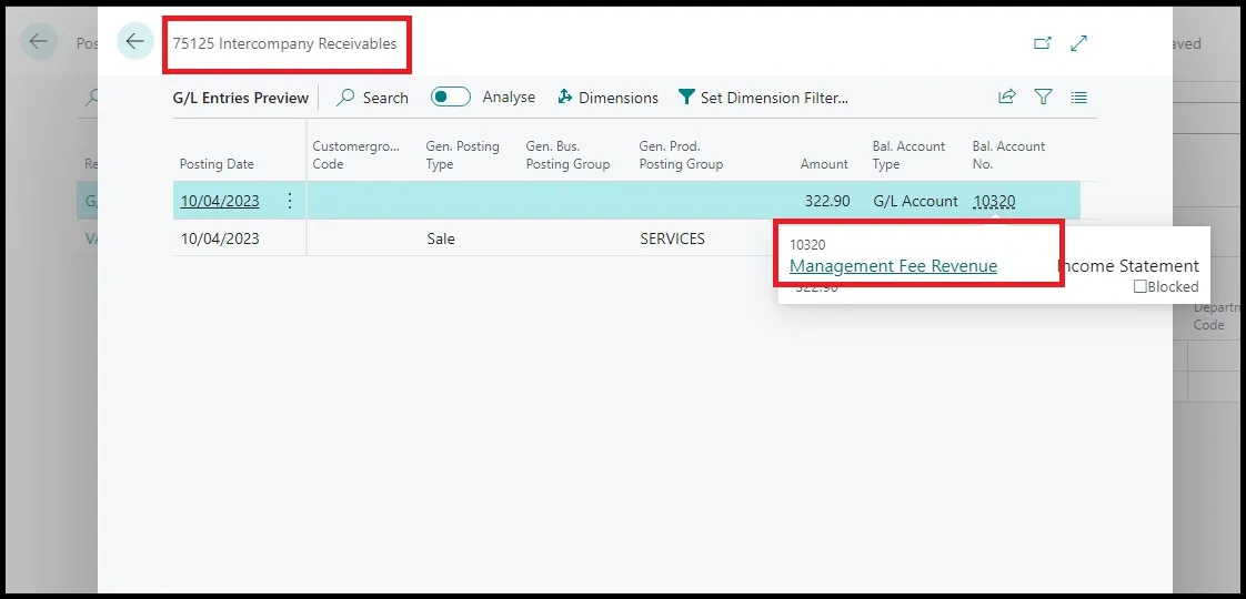 Intercompany Transaction - Journal posting preview
