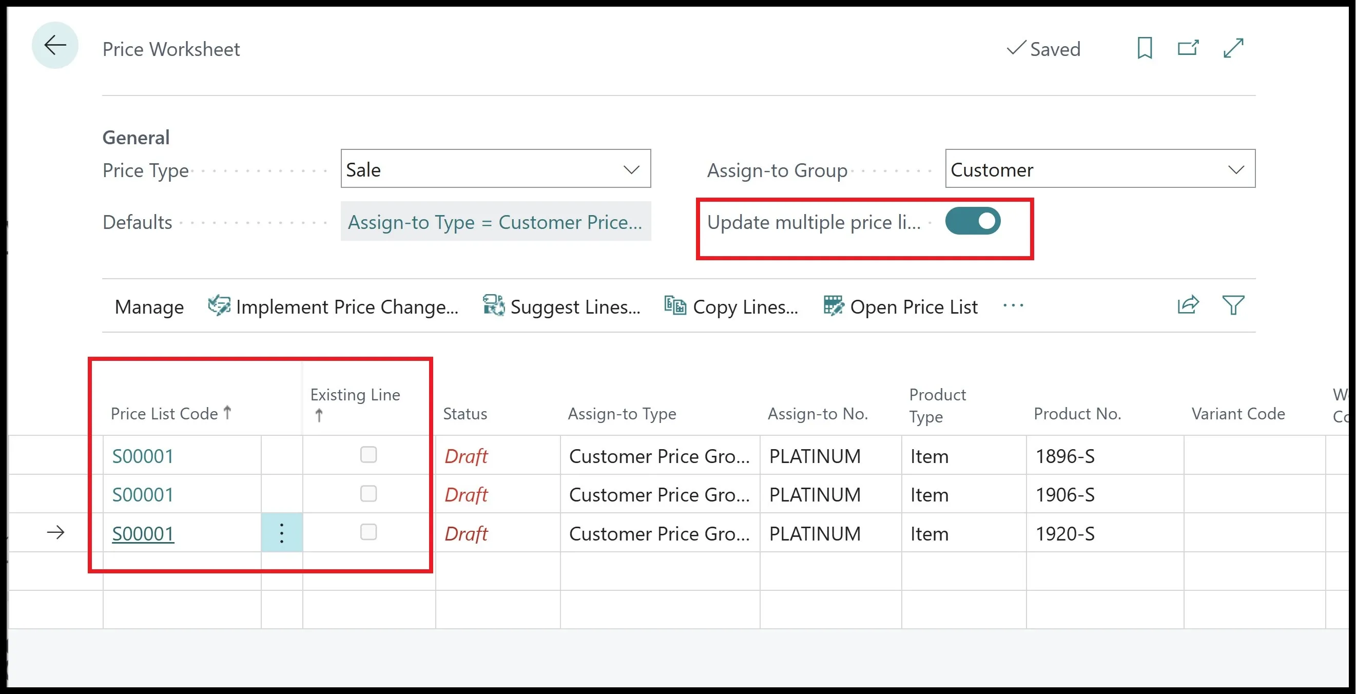 Price Worksheet