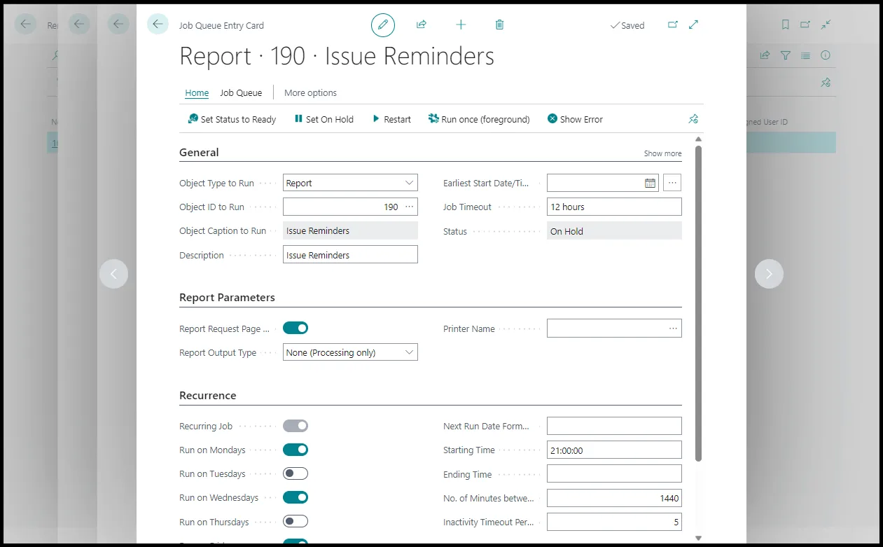 job queue to issue reminders
