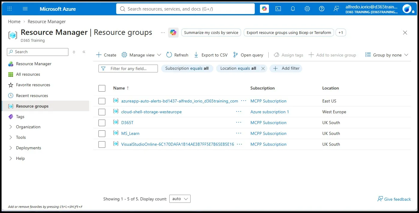 Azure portal home
